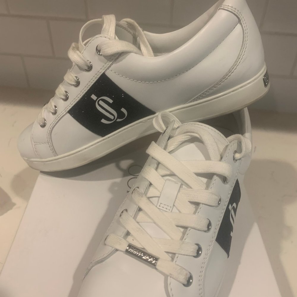 Jimmy Choo White/Black Women's Sneaker Size 38 1/2 (8 1/2)